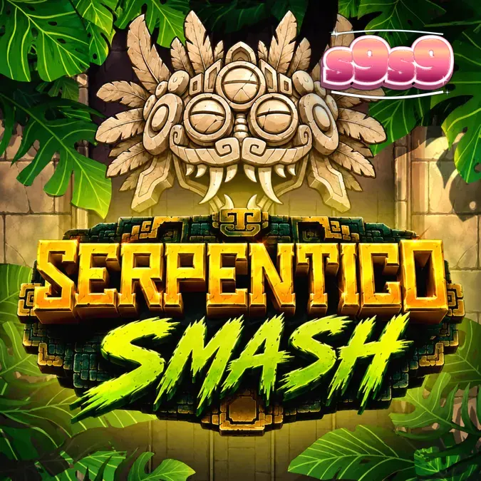 Pemandangan visual dari permainan slot Serpentico Smash dengan latar belakang reruntuhan hutan.